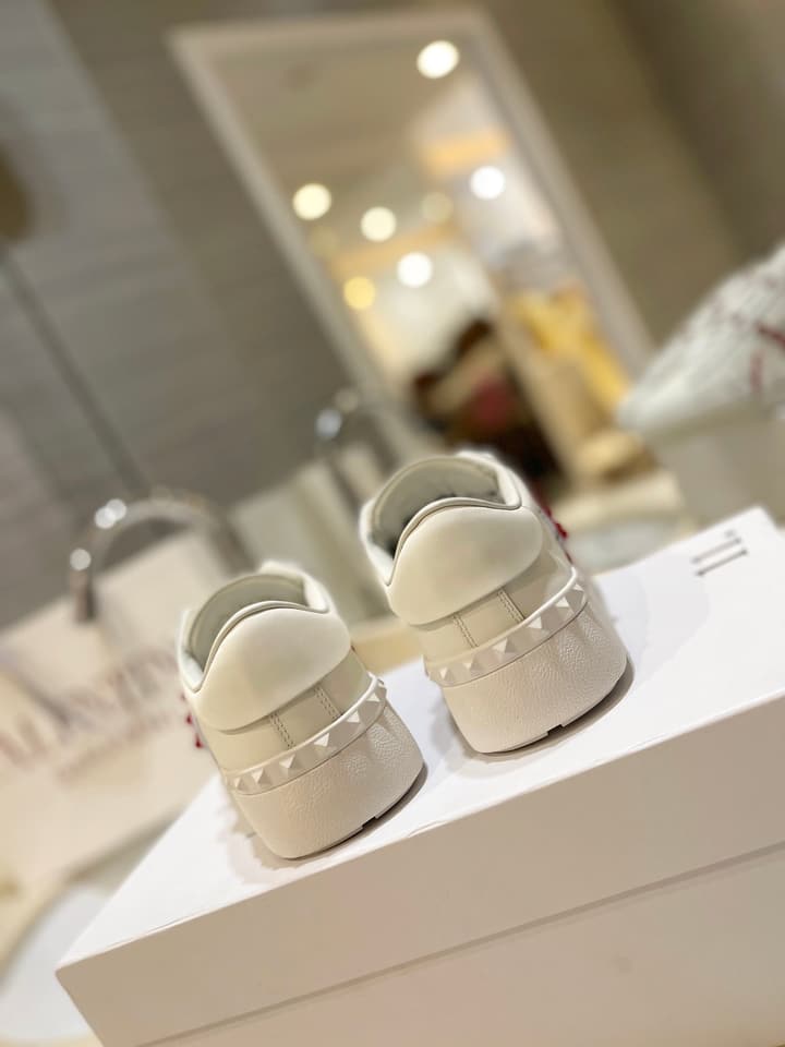 Valentino Classic Couple's Sneakers in White With Bold Red Graphic