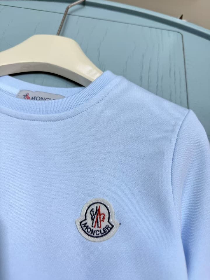 Moncler Baby Sweatshirt and Pants Set – Kids Collection – 2025SS in Light Blue With Tricolor Trim