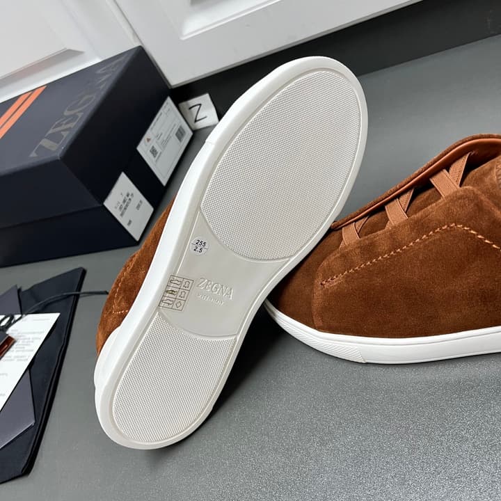 Zegna Triple Stitch Suede Low-Top Sneakers
