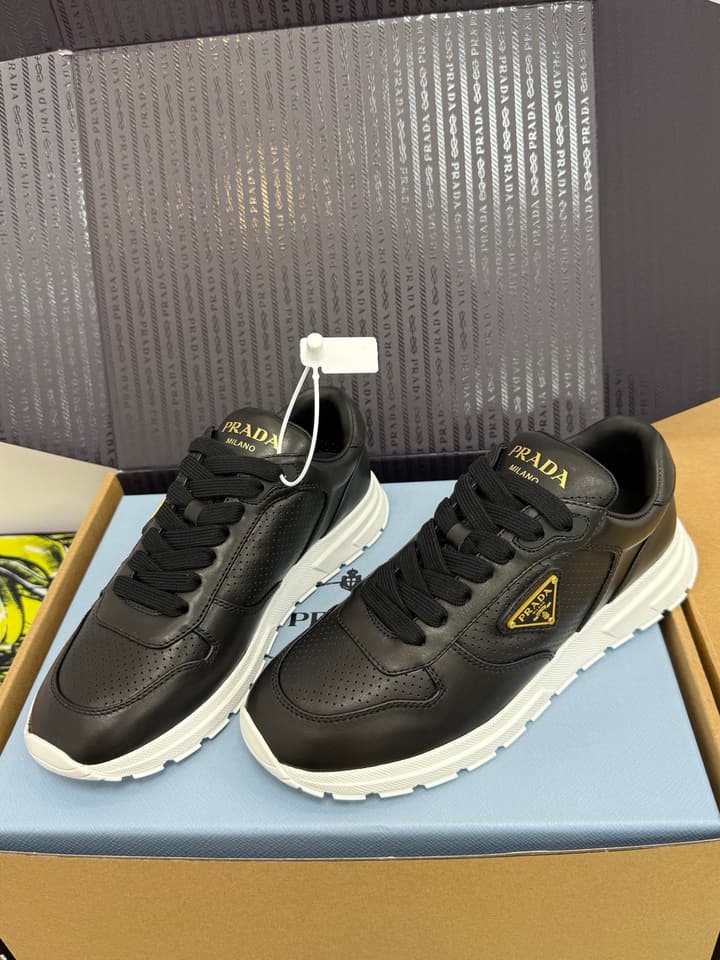 Prada Triangle Logo Sporty Sneakers – 2025 Early Autumn Collection in Black