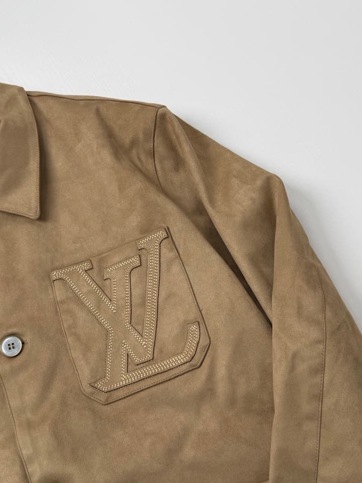 Louis Vuitton 3D V Embroidered Suede Workwear Jacket