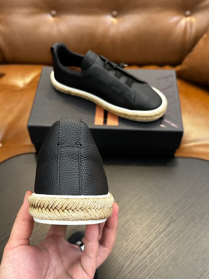 Ermenegildo Zegna Triple Stitch Low-Top Sneakers in Black Suede