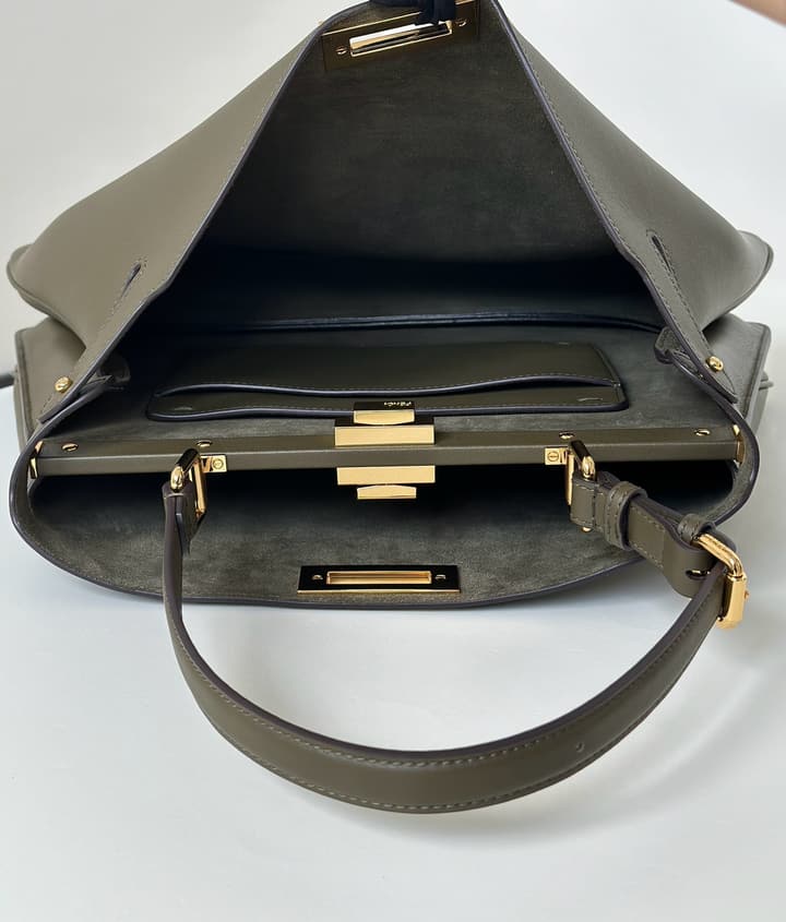 Fendi Peekaboo Iconic Large Handbag in Deep Burgundy Calfskin