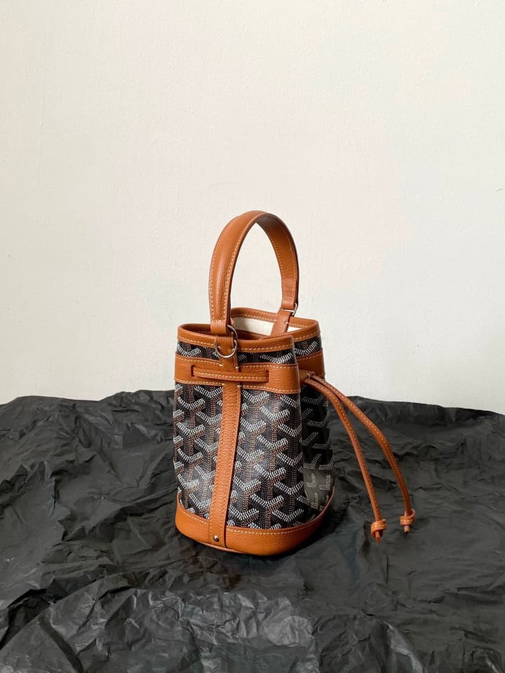 Goyard Petit Flot Mini Bucket Bag in Black/brown Goyardine