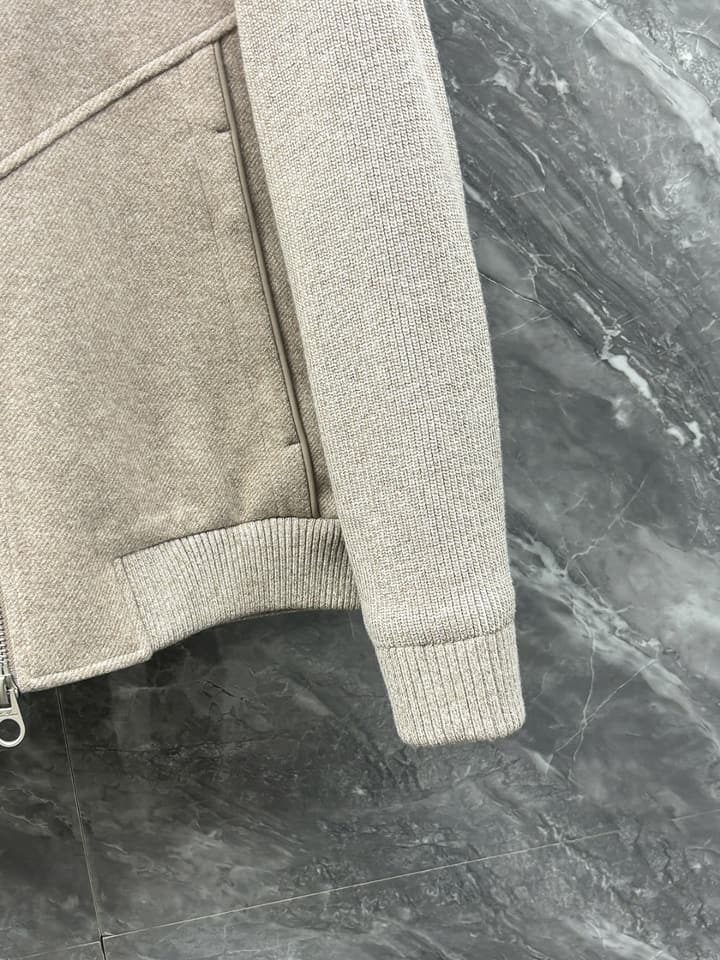 Loro Piana Knitted Blend Down Jacket – 25FW in Heather Grey Knit Down Jacket