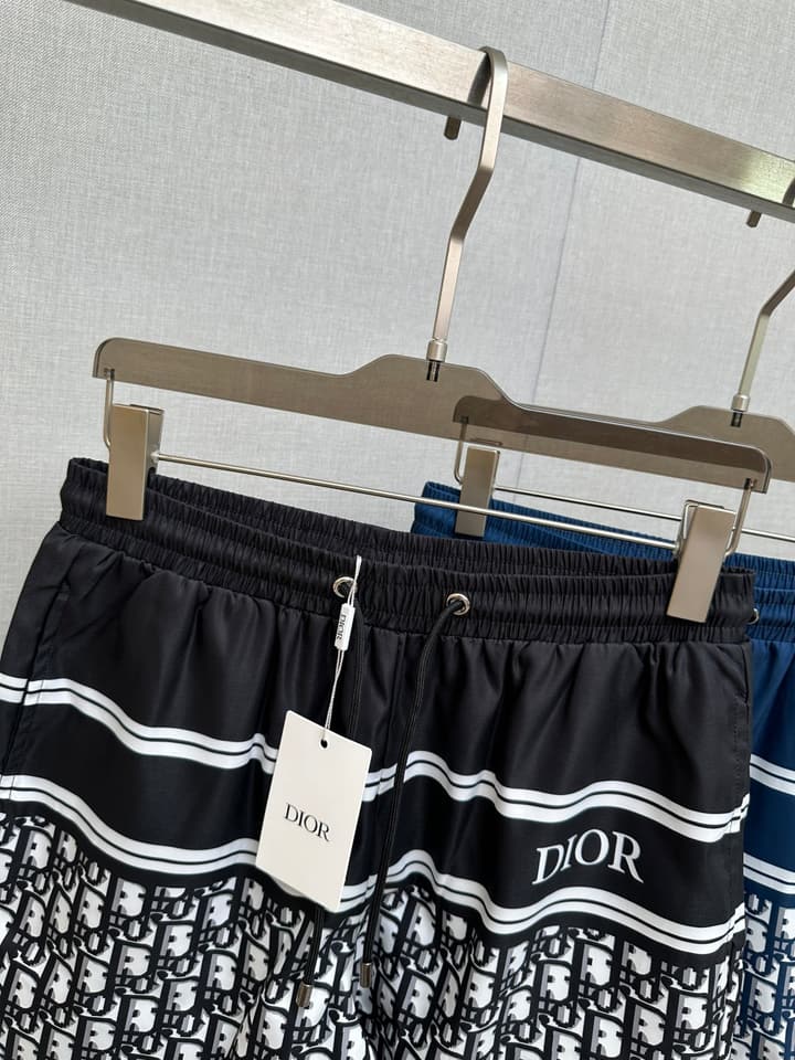 Dior Men's Casual Beach Shorts – 2025SS Collection in Black Dior Band Monogram