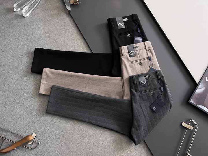 Prada Men's Cashmere Casual Trousers – 2025 Collection in Charcoal Gray