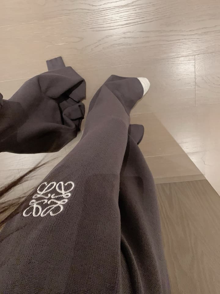Loewe Classic Logo Embroidered Hooded Knit Set in Black