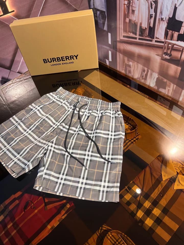 Burberry Vintage Check Swim Trunks in Beige