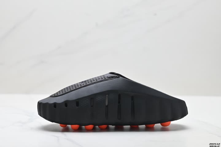 Nike Mind 001 Recovery Slide in Black With Orange Nodes