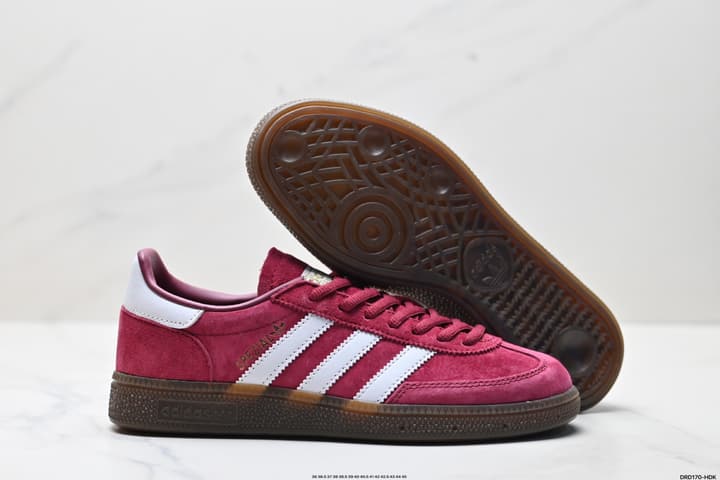 Adidas Handball Spezial Retro Suede Sneakers in Burgundy White Stripes