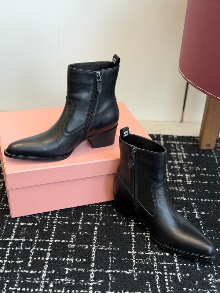 Miu Miu Distressed Leather Biker Boots – 2026SS