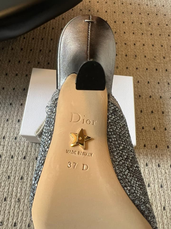 Dior J'Adior Dior Or Embroidered Slingback Heels in Black Smooth