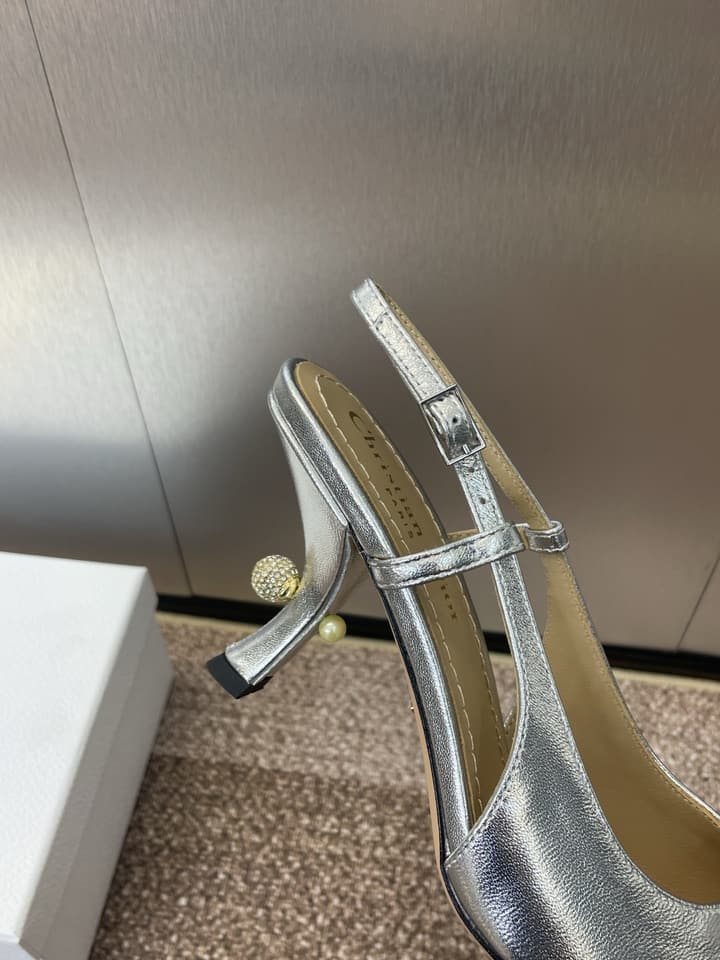 Dior Tribales Pearl Logo Heeled Mules – 2025 Spring/Summer Collection in Gold