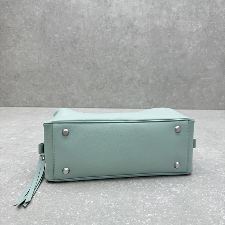 Balenciaga Carrie Leather Bowling Bag – Small in Mint Green