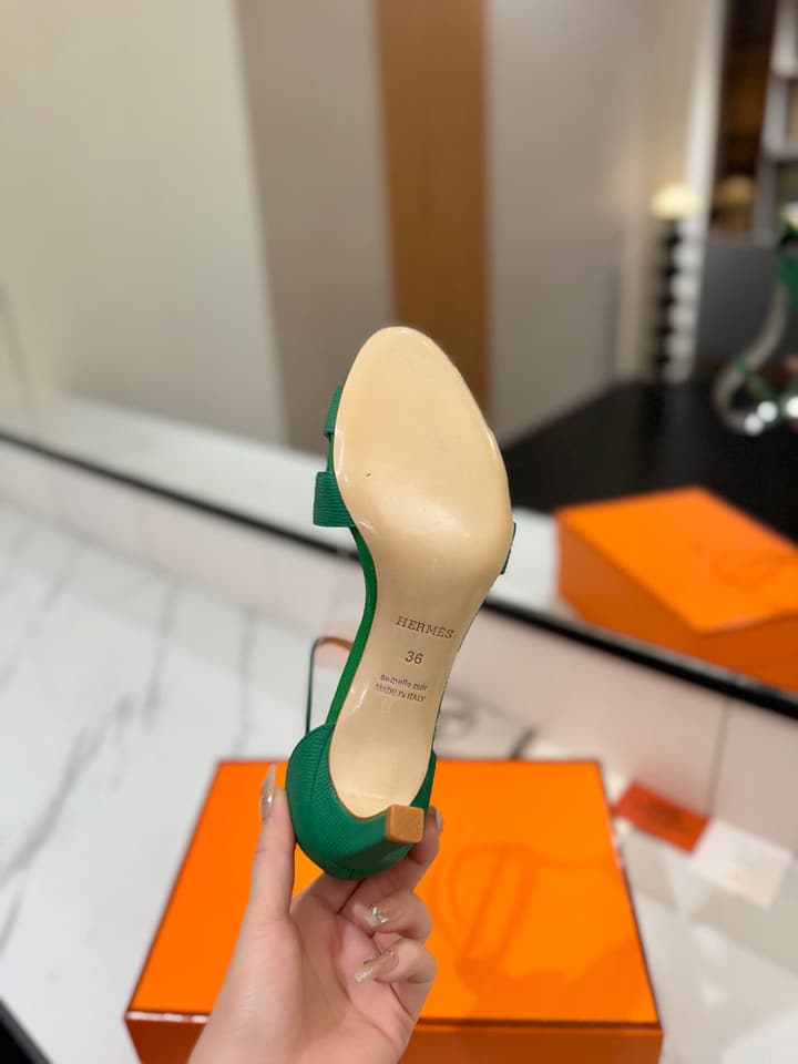 Hermès Classic Palm Grain Cowhide Heels – 6.5cm in Black