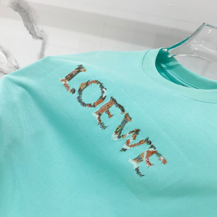 Loewe Rainbow Logo Embroidered Cotton T-Shirt in Classic Black