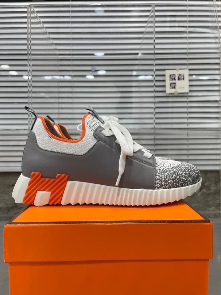 Hermès Sport Sneakers – Iconic Orange Edge in Black Knit With Black Laces