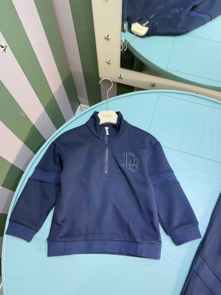 Dior Kids Stand-Collar Sweatshirt and Pants Set – Kids Collection – 25FW in Deep Navy Set