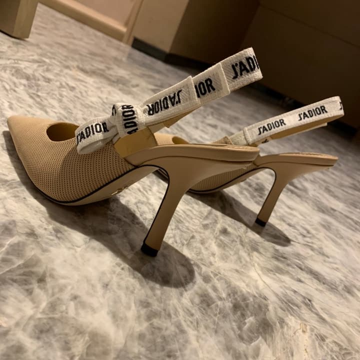 Dior J'Adior Technical Fabric Slingback Pumps in Apricot Technical Fabric