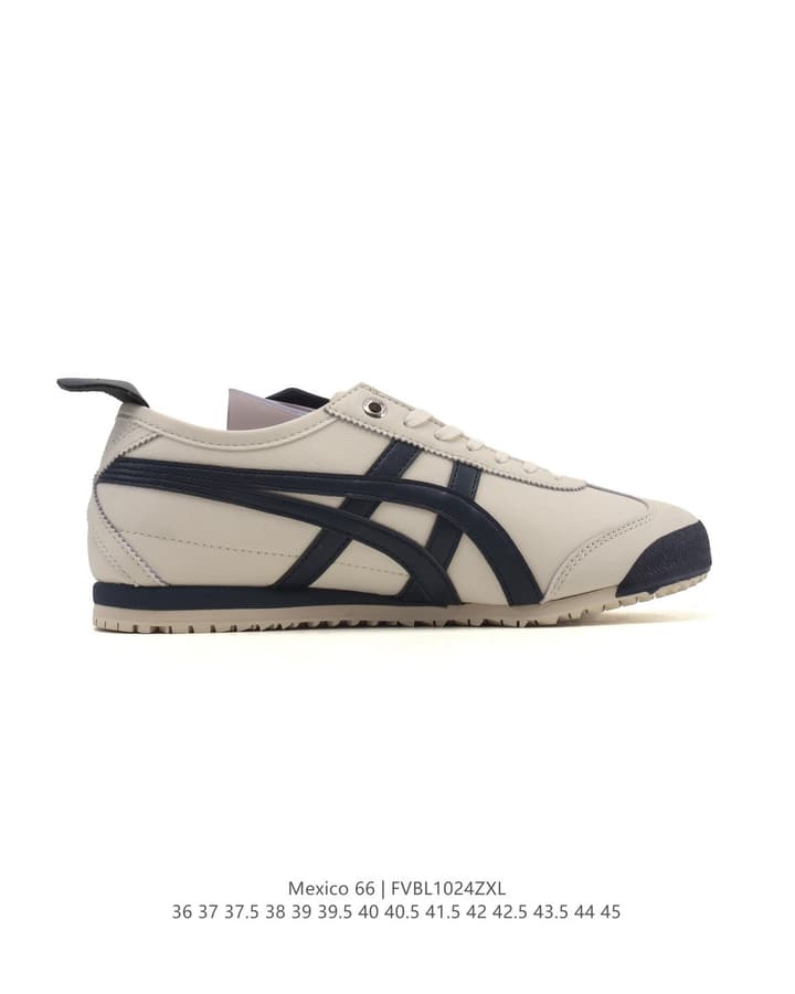 Onitsuka Tiger Mexico 66 Classic Retro Sneakers in Cream With Black Stripes