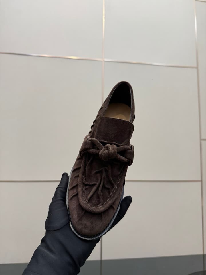 Bottega Veneta Astaire Suede Loafers in Black Leather