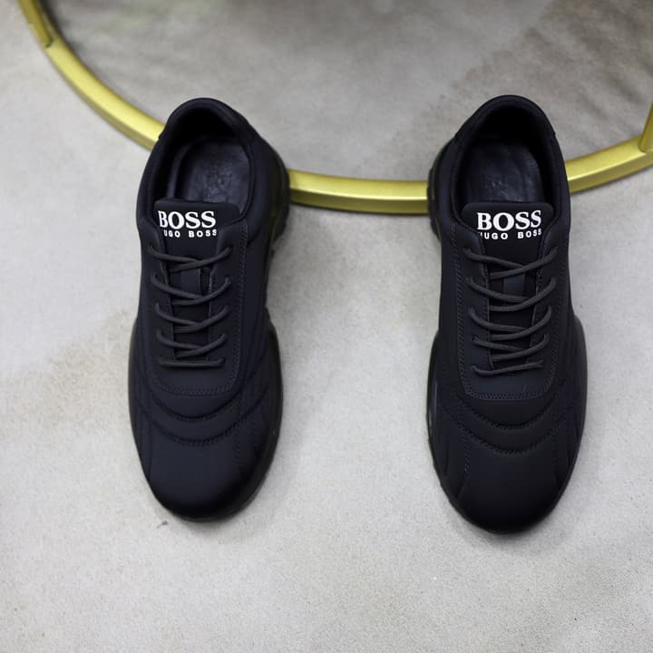 Boss Men's Knit Sport Sneakers in Grey