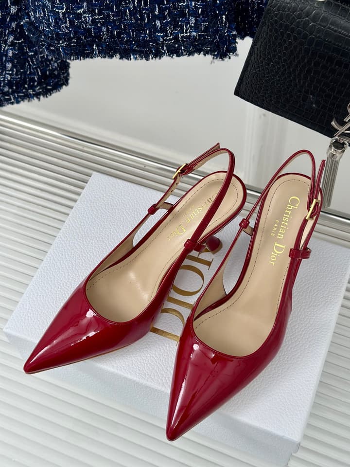 Dior Pearl Heel Pointed-Toe Slingback Mules – Spring/Summer Collection – 2024 in Black Leather