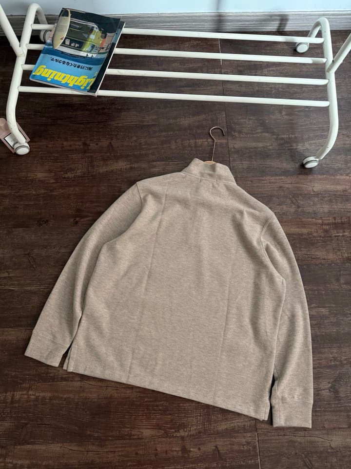 Ralph Lauren Half-Zip Embroidered Sweatshirt in Beige