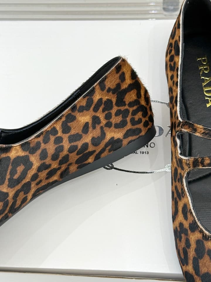 Prada Classic Mary Jane Flats in Leopard Print