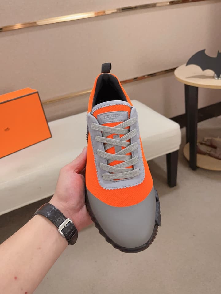 Hermès Men's Classic Driving Shoes in Charcoal With Blue Sole