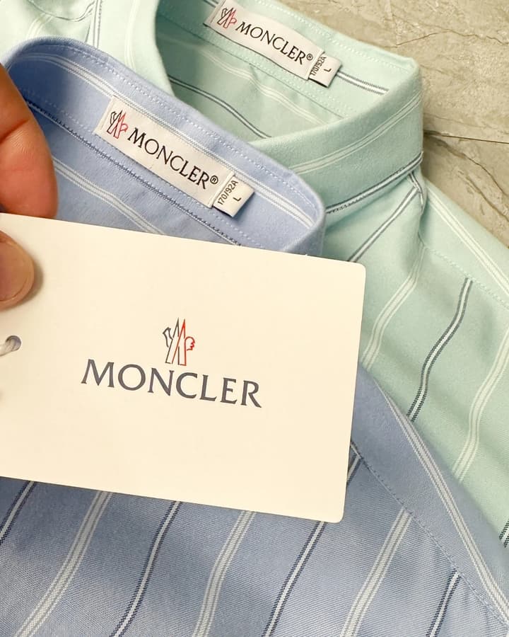 Moncler Striped Mercerized Shirt – 2025 Fall Collection in Blue