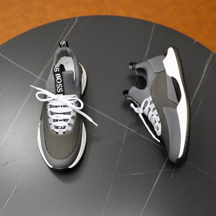 Boss Men's Knit Sneakers in Black Laced