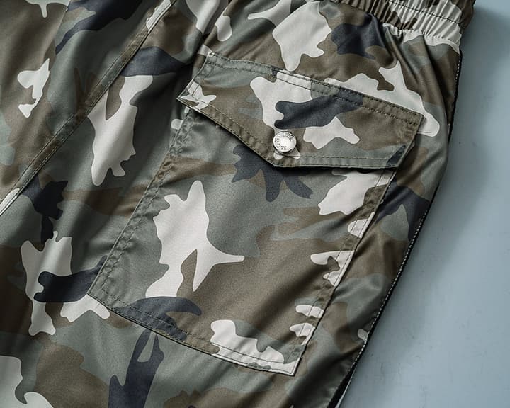 Moncler Camouflage Swim Trunks – Spring/Summer 2026 in Green Camouflage