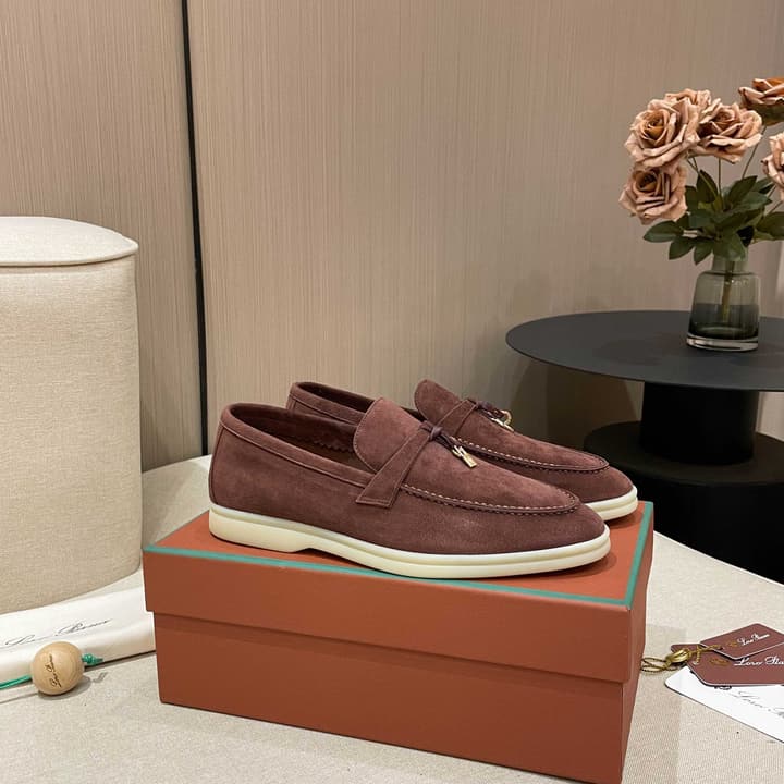 Loro Piana Summer Charms Walk Moccasin Loafers in Bright Orange Leather