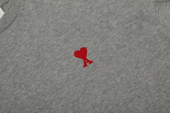 AMI Paris Classic Heart Embroidered Knit Short Sleeve – 2025SS in Black