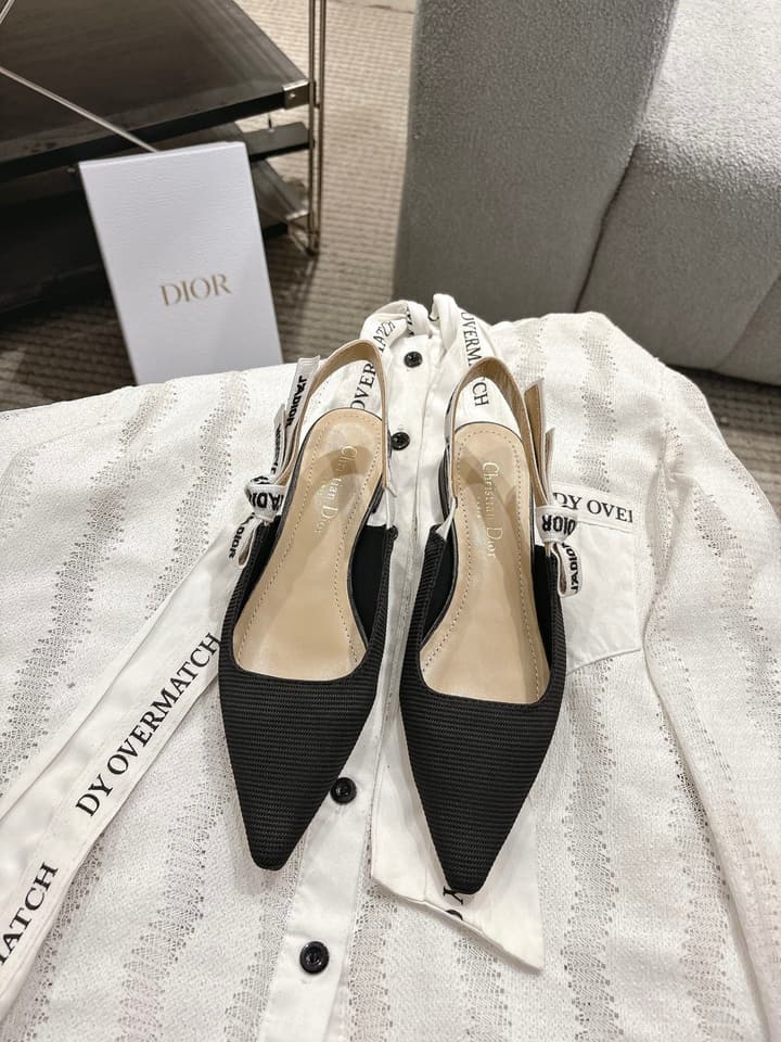 Dior J'Adior Embroidered Kitten Heel Sandals in Black Shimmer Fabric