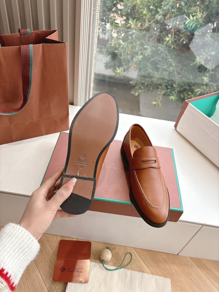 Loro Piana Classic Loafers in Burgundy Leather