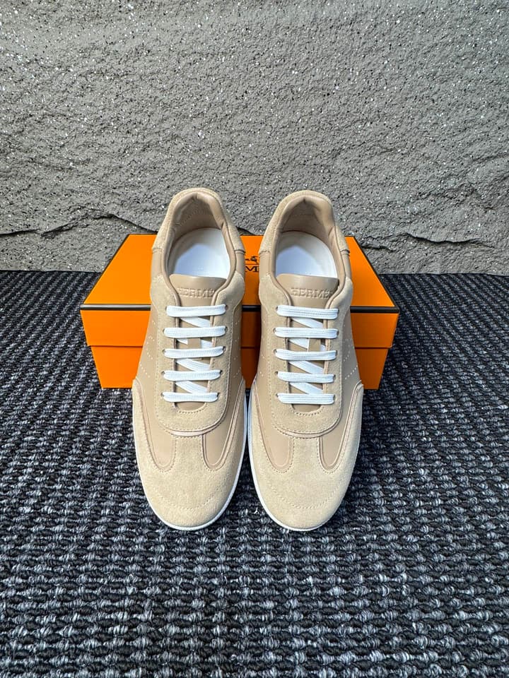 Hermès Laser-Punched H Nappa Calfskin Sneakers in Black
