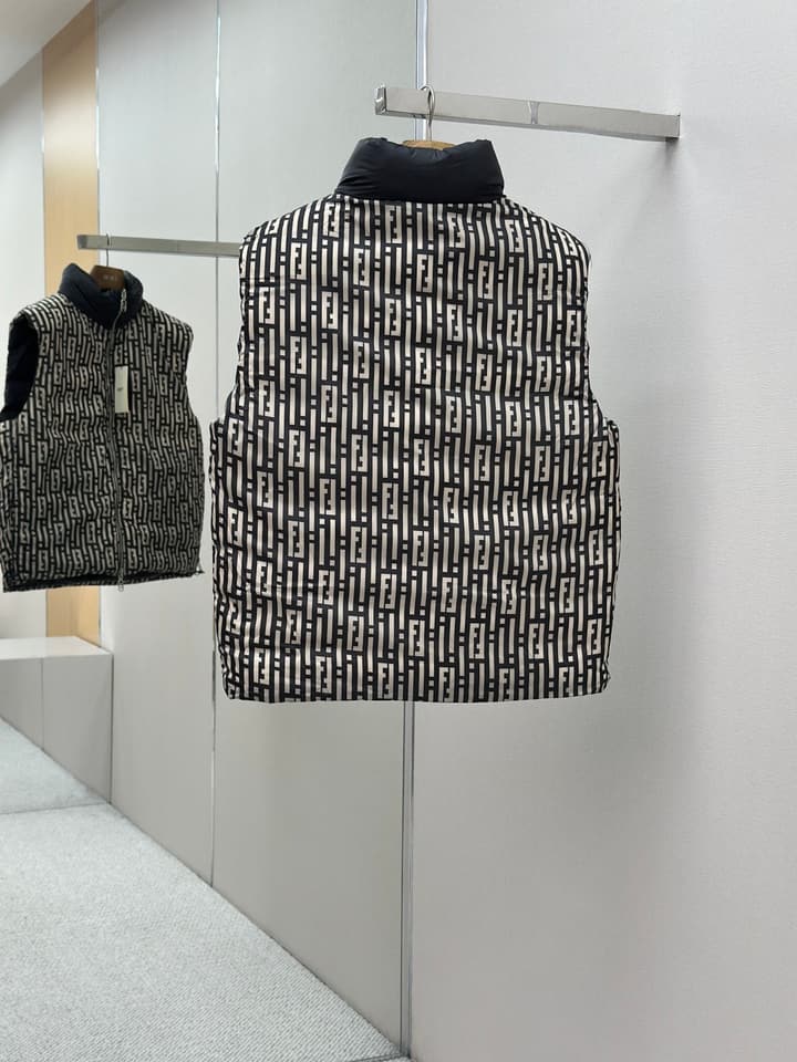 Fendi Reversible Down Puffer Vest – Stefano Pilati Series in Ff Stripes Pattern
