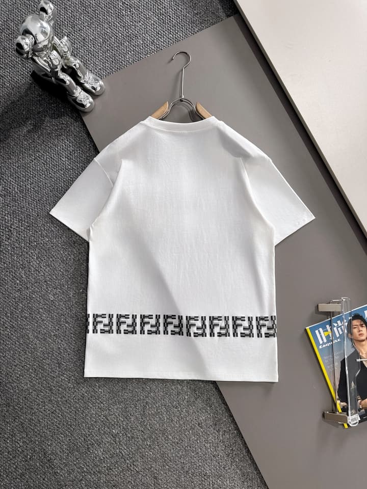 Fendi Flocked Double F Logo Zipper Pocket T-Shirt – 2025SS in Black