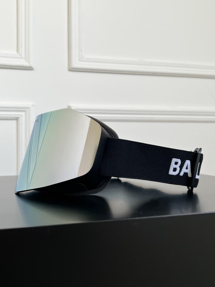 Balenciaga Silver Ski Goggles in Black Frame Dark Lens