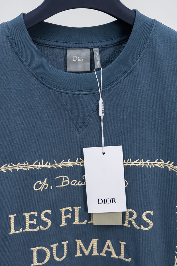 Dior BookCover Les Fleurs du Mal Embroidery T-Shirt in Blue