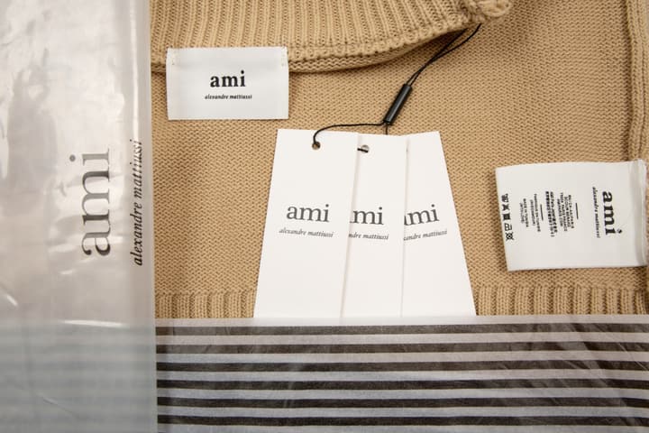 Ami Paris Classic Heart Embroidered Cardigan Sweater in Black