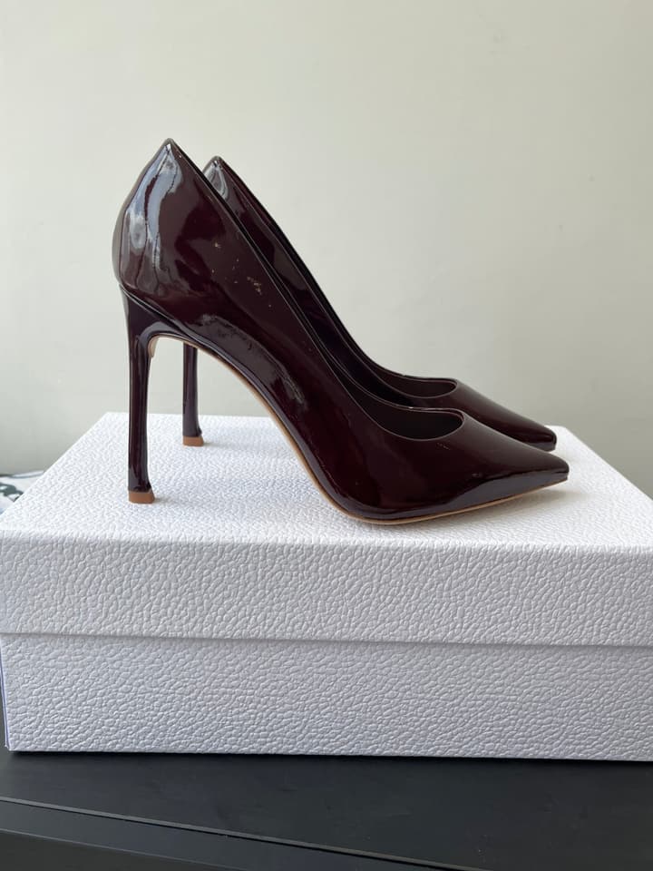 Dior Pointed High-Heel Pumps – 25SS Spring/Summer Collection in Patent Burgundy