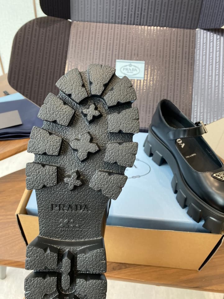 Prada Monolith Platform Mary Jane Shoes in Cream