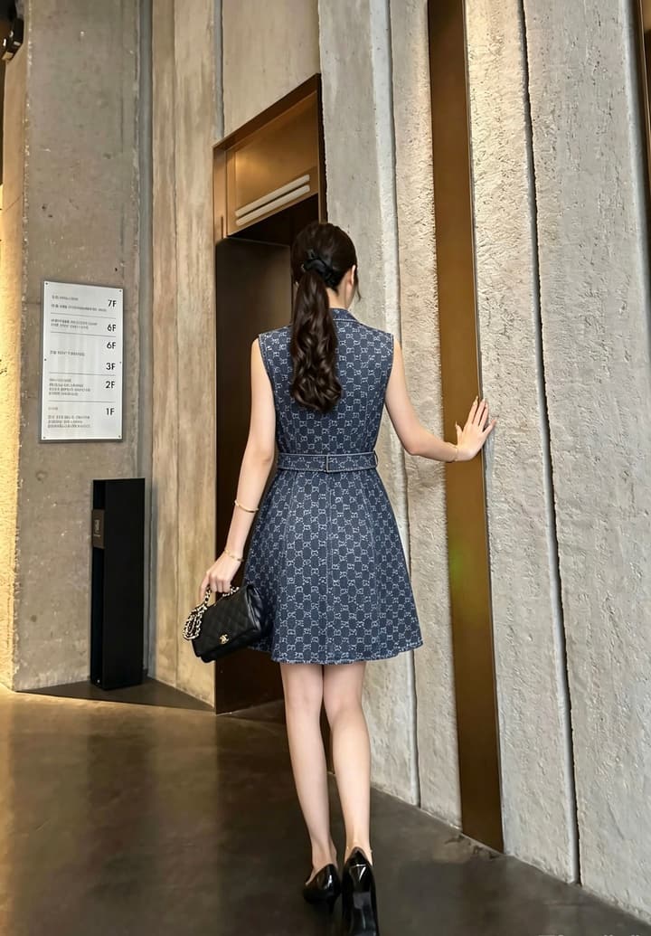 Gucci Belted Jacquard Dress – Spring/Summer Collection – 2026SS in Blue