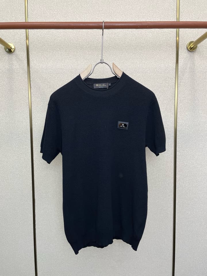 Loro Piana Men's Casual Short-Sleeve Polo Shirt in Black Textured