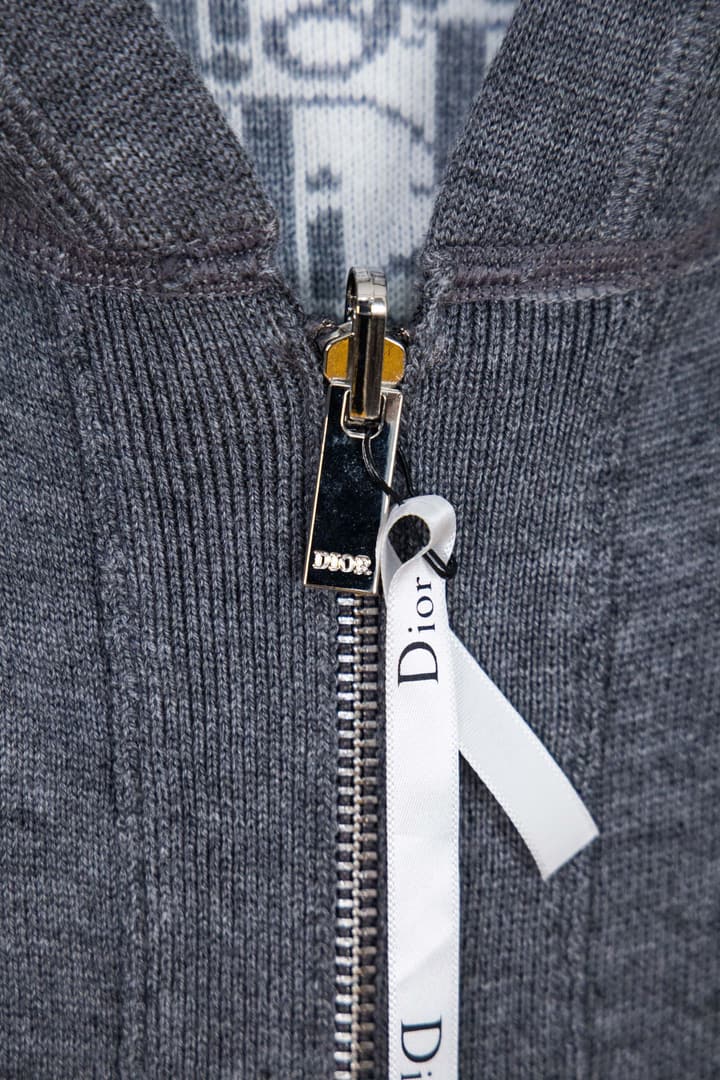 Dior CD Monogram Jacquard Cardigan – 24SS in Dark Grey