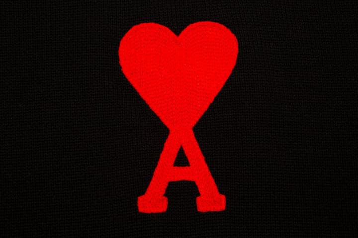 Ami Paris Classic Heart Embroidered Crewneck Sweater in Black
